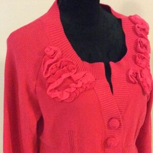 DKNY JEANS Color Magenta Cardigan Sweater Size XL